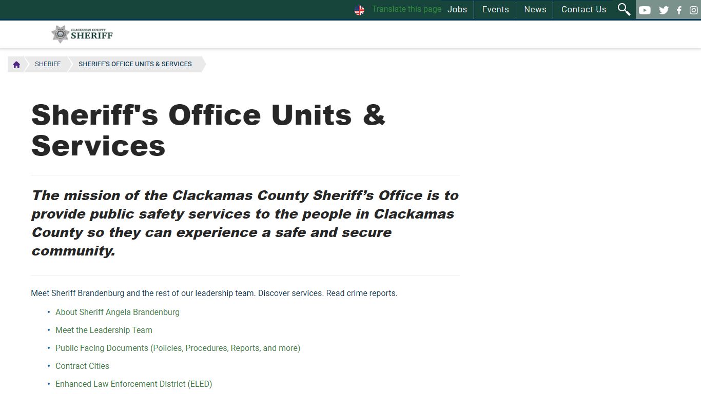 Sheriff's Office Units & Services | Clackamas County